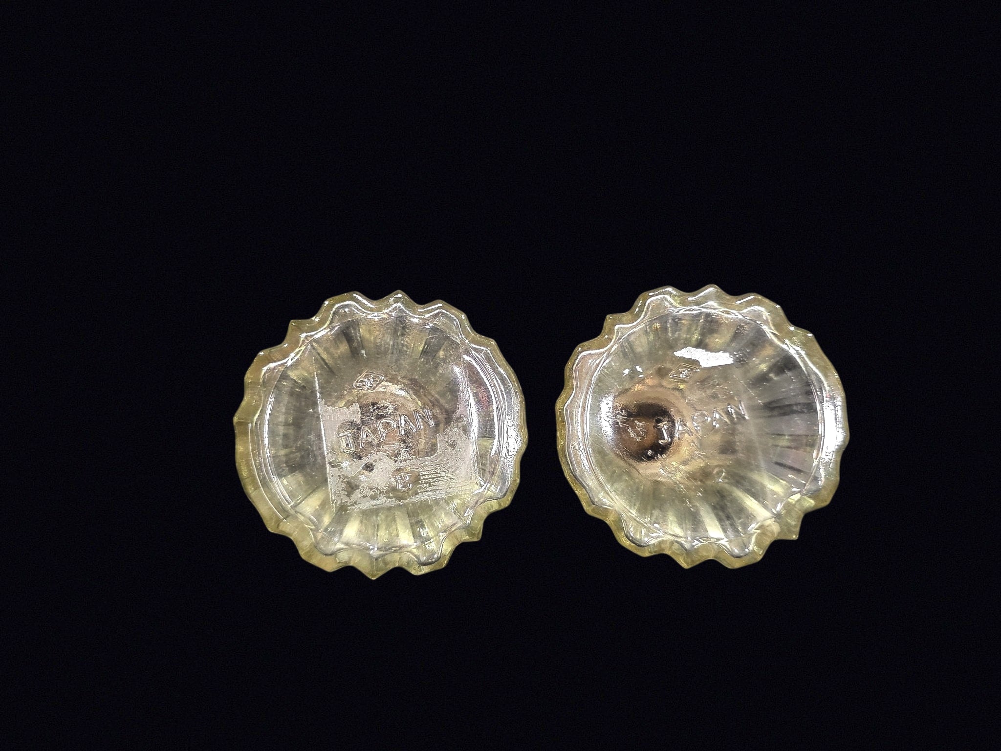 Ribbed Glass Shakers Silverplate Tops MidCentury