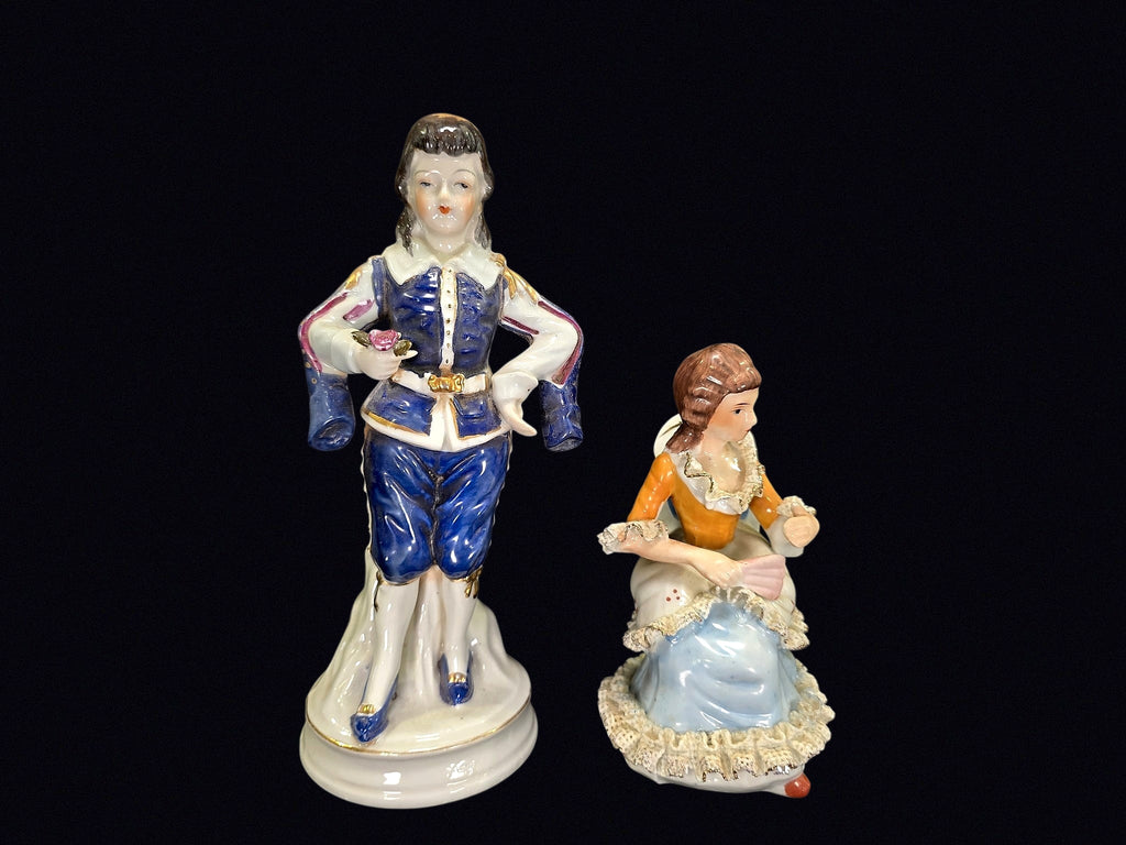Japan Porcelain Figurines Dresden Lace Pair