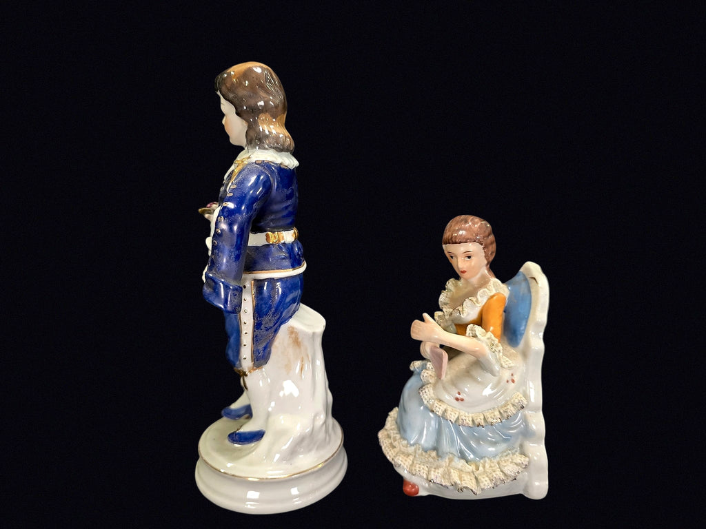 Japan Porcelain Figurines Dresden Lace Pair