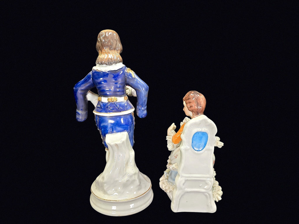 Japan Porcelain Figurines Dresden Lace Pair
