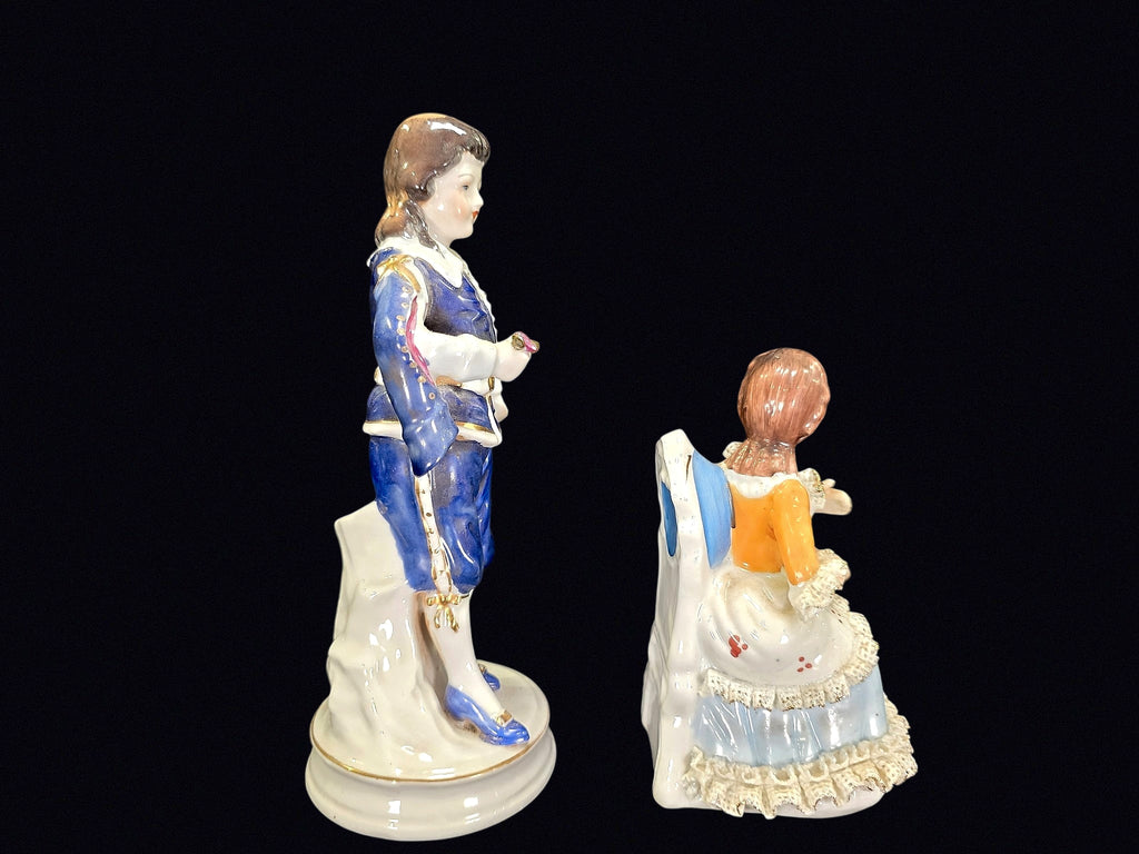 Japan Porcelain Figurines Dresden Lace Pair