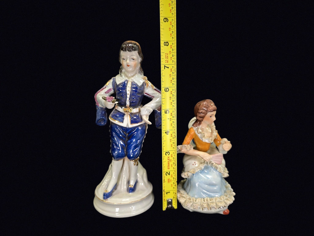 Japan Porcelain Figurines Dresden Lace Pair