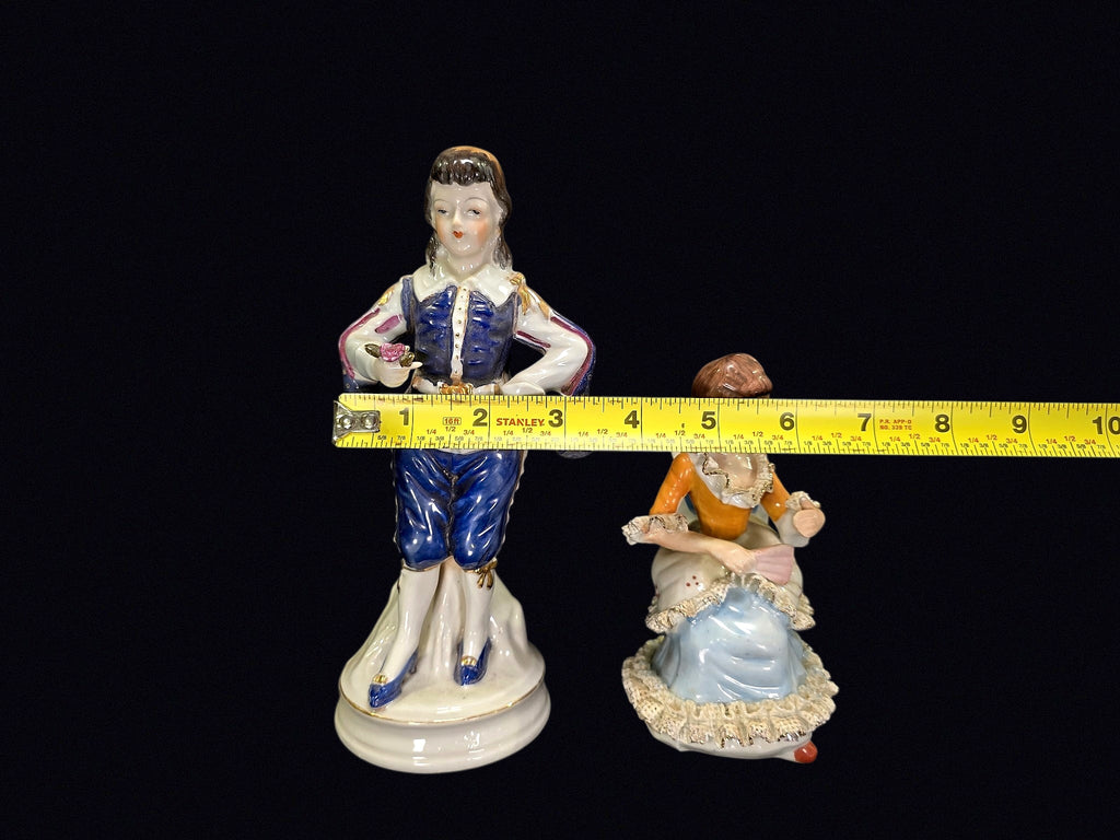 Japan Porcelain Figurines Dresden Lace Pair