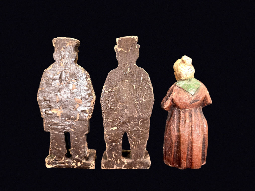 Carved Polychrome Wood Folk Figures Lot of 3