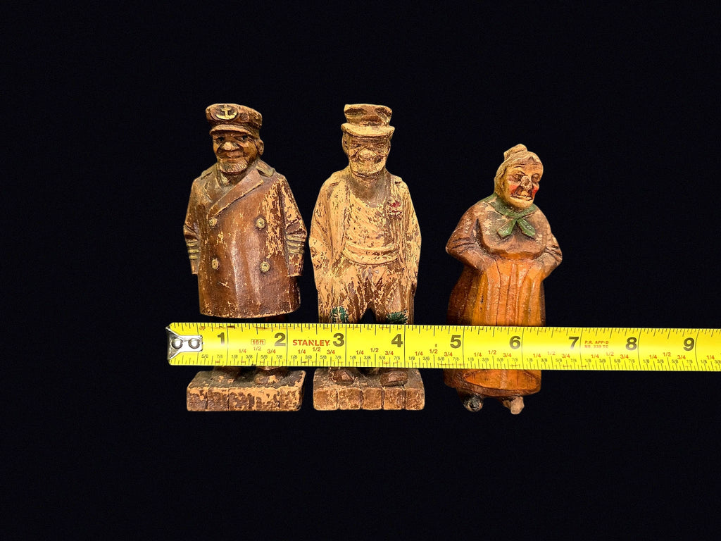 Carved Polychrome Wood Folk Figures Lot of 3