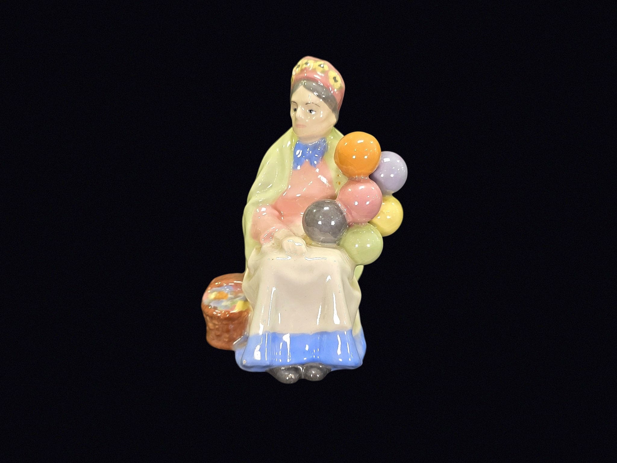 Old Balloon Seller Porcelain Figurine Unmarked