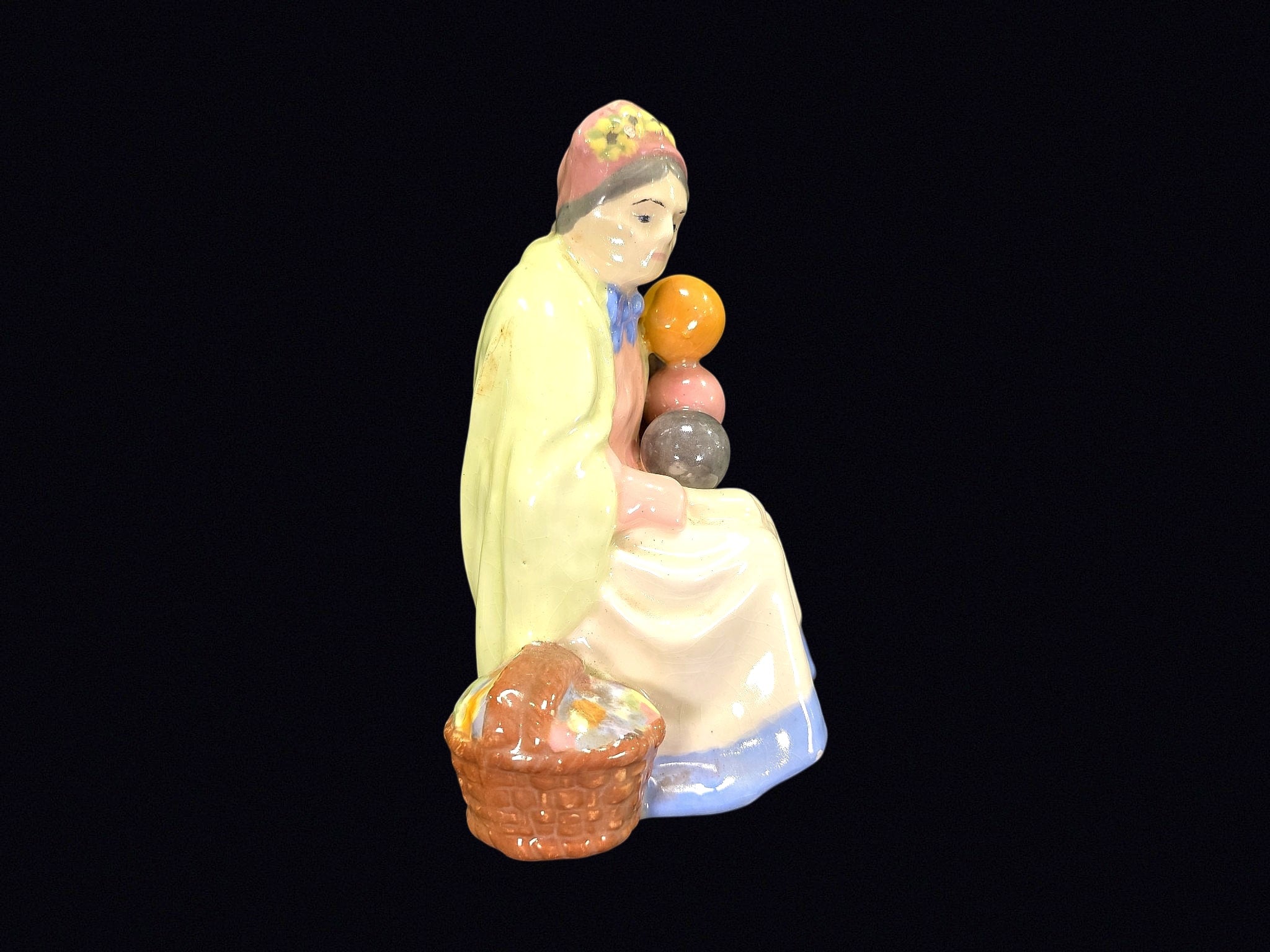 Old Balloon Seller Porcelain Figurine Unmarked