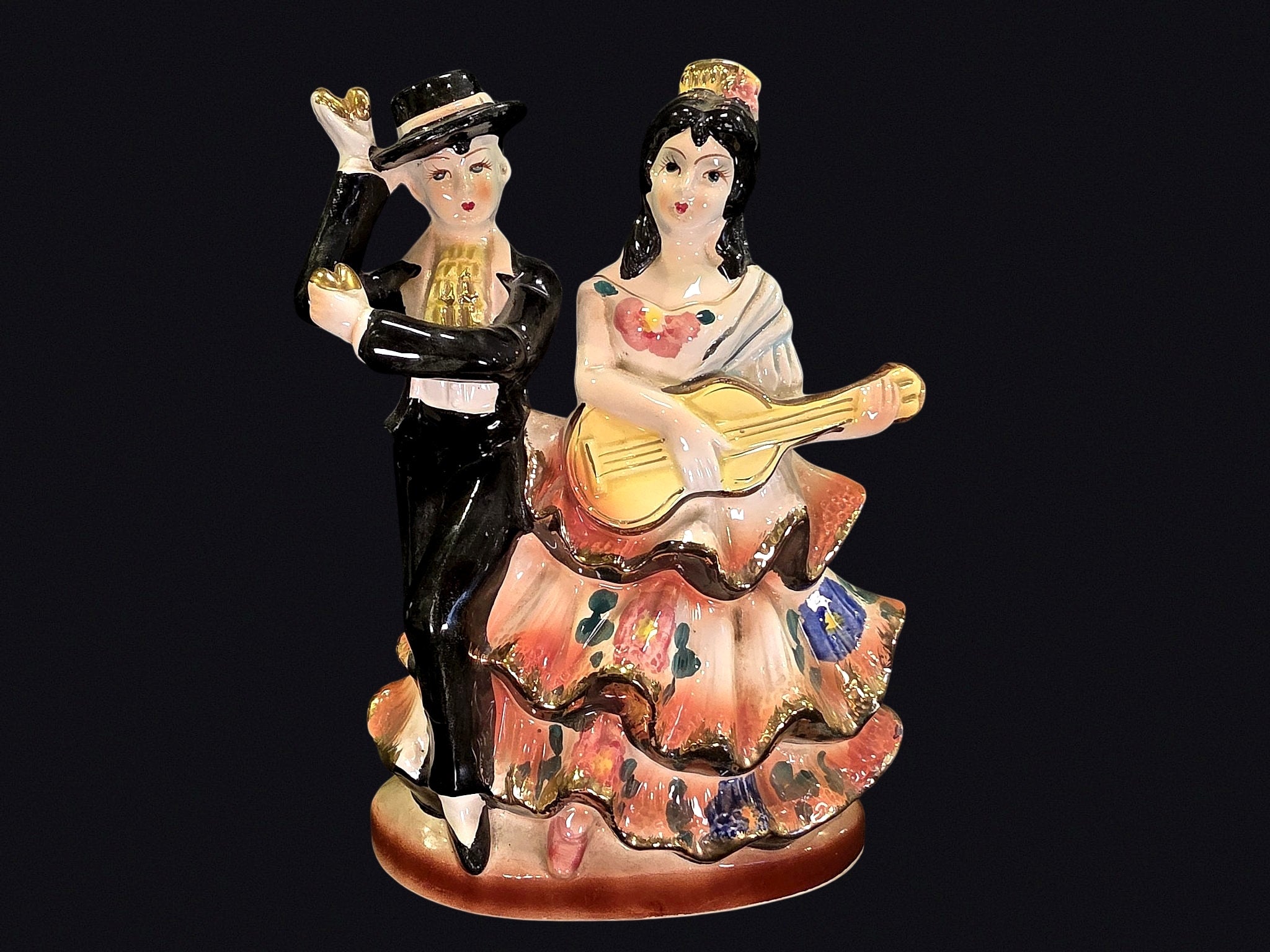 Mid-Century Ceramic Flamenco Couple Figurine