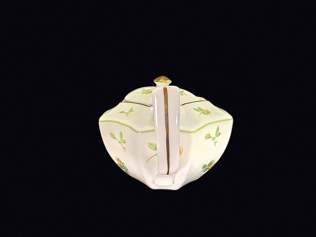 Porcelain Paneled Teapot Yellow Rose Mid-20thC