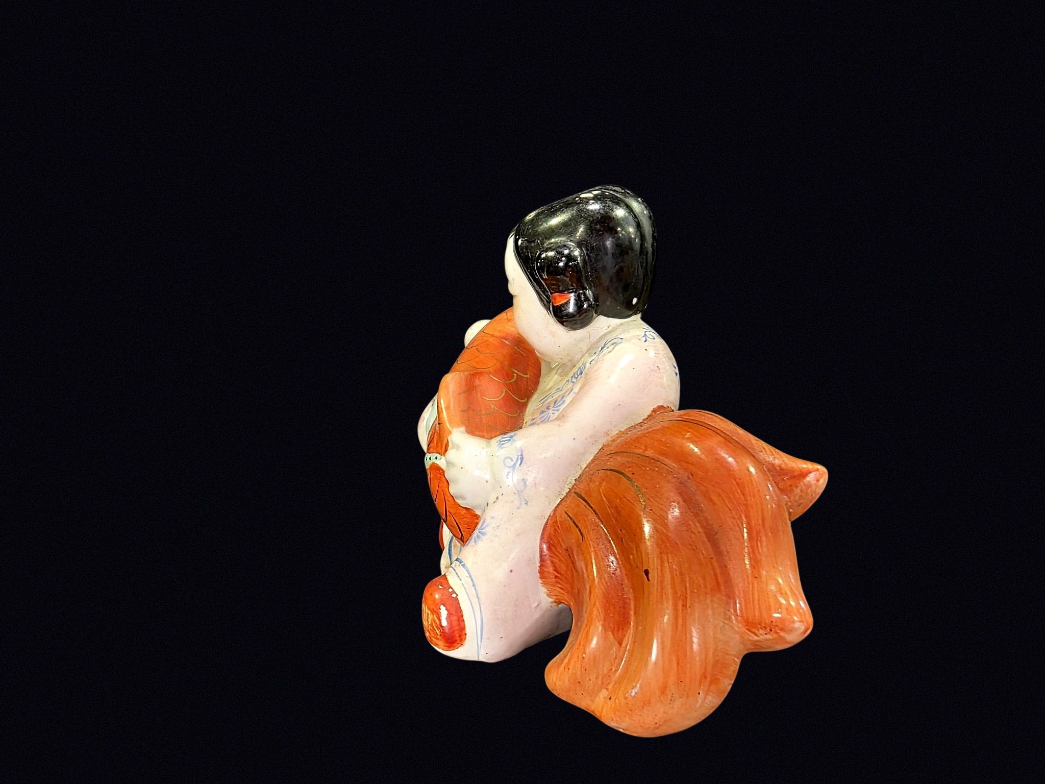 Chinese Porcelain Boy with Carp Figurine