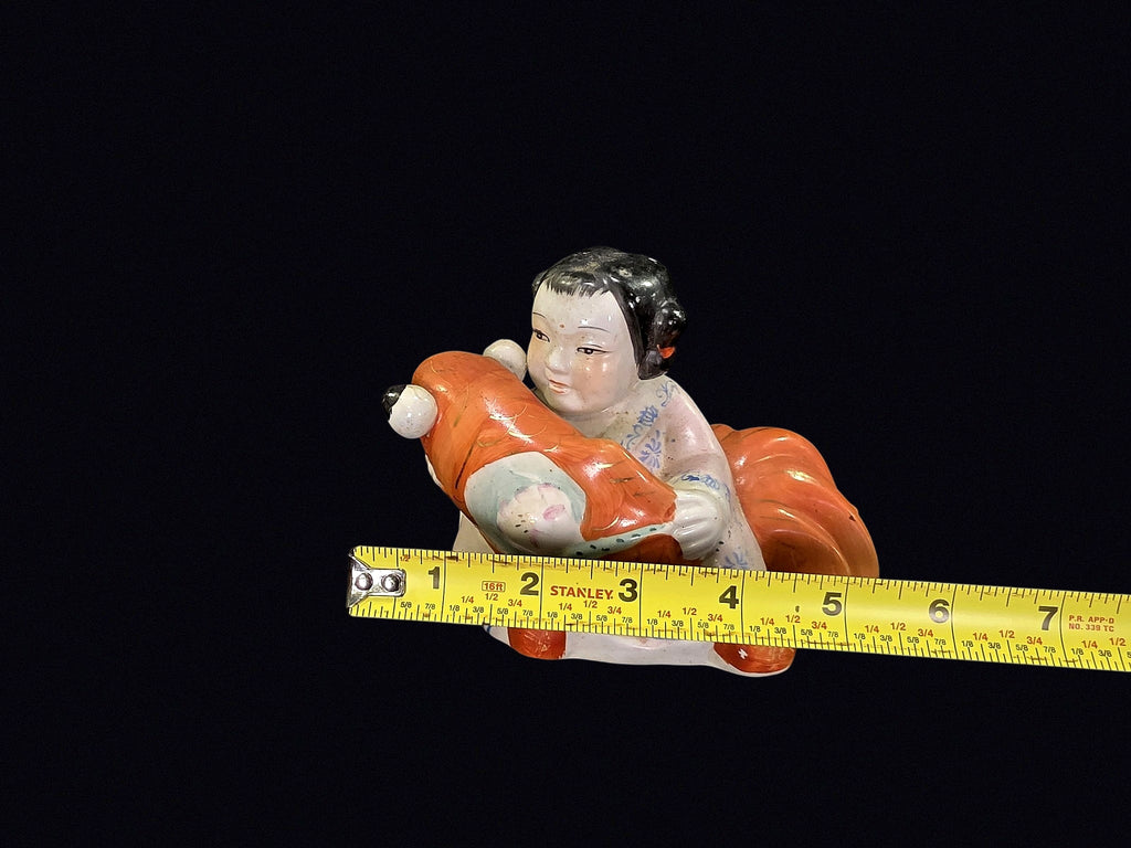 Chinese Porcelain Boy with Carp Figurine