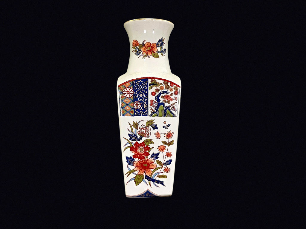 Old Imari Japan Porcelain Square Vase 10.5in