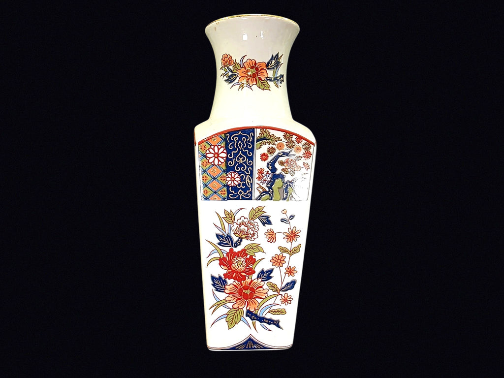Old Imari Japan Porcelain Square Vase 10.5in