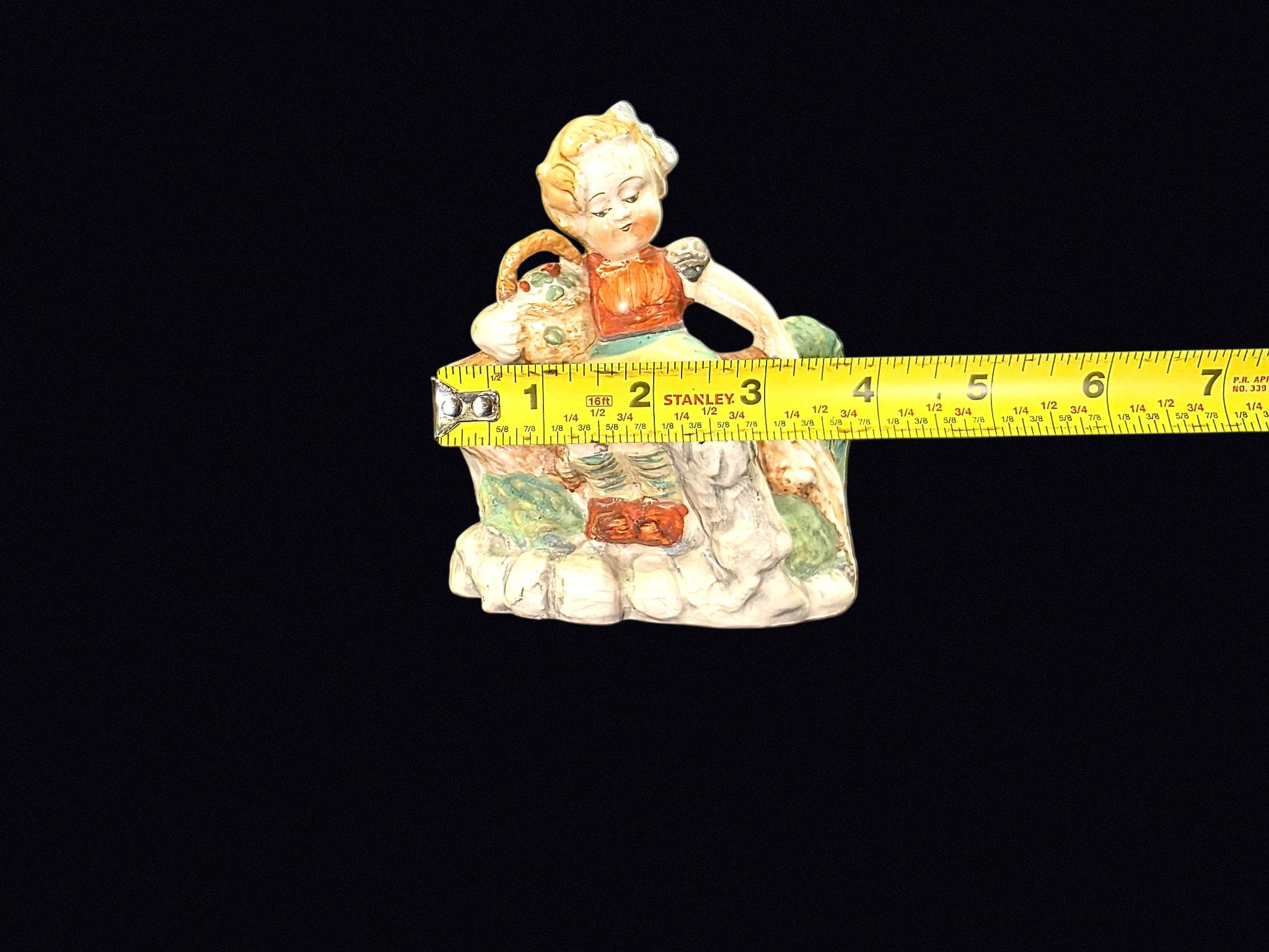 Japan Hummel-Style Girl Lamb Planter c1950s