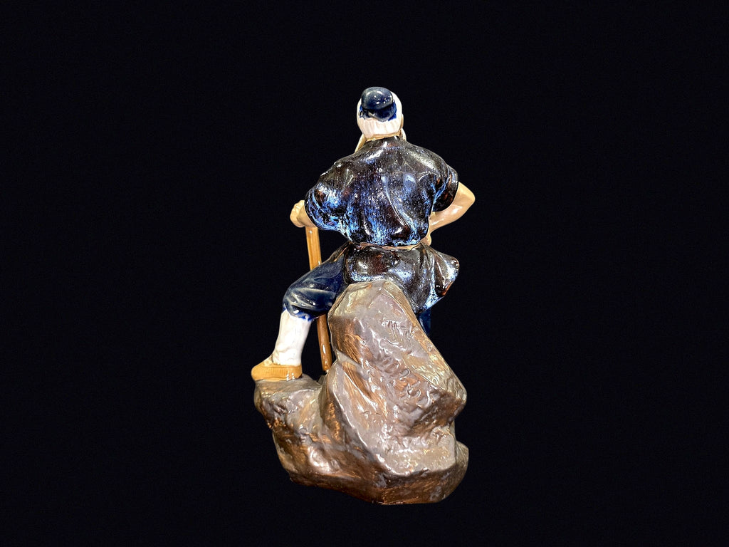 Shiwan Mudman Pottery Figure Elder w Axe c1970
