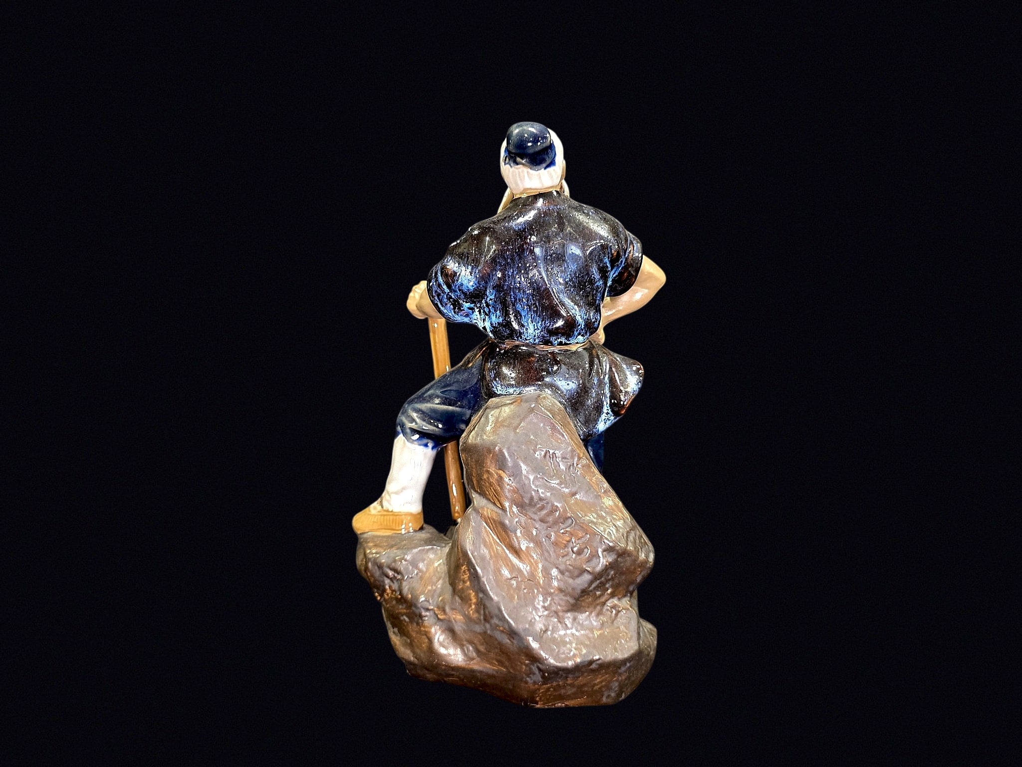 Shiwan Mudman Pottery Figure Elder w Axe c1970
