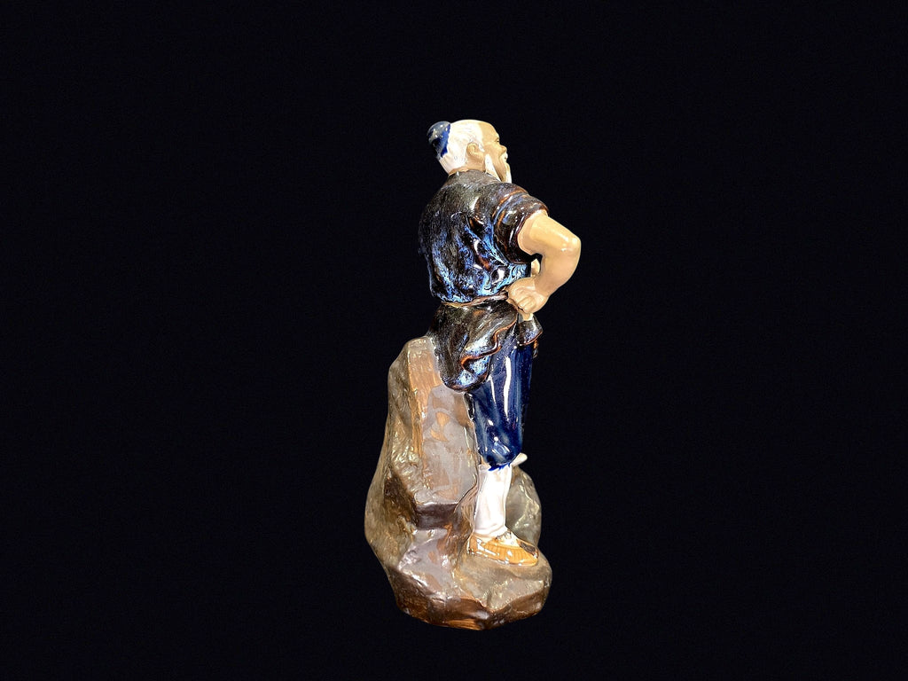 Shiwan Mudman Pottery Figure Elder w Axe c1970