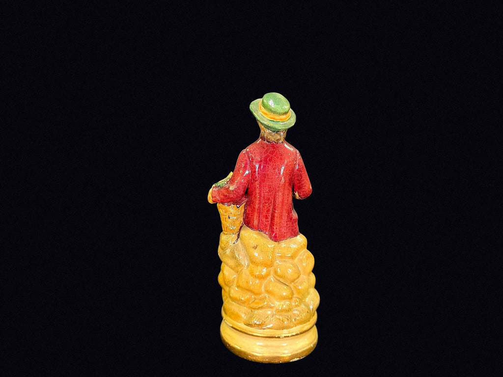 Chalkware Flower Seller Boy Figurine c1940s