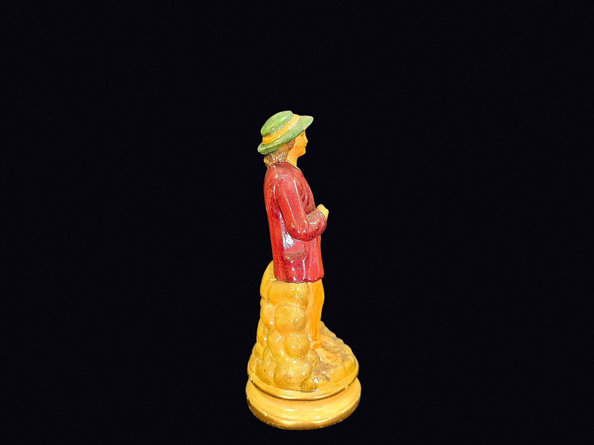 Chalkware Flower Seller Boy Figurine c1940s
