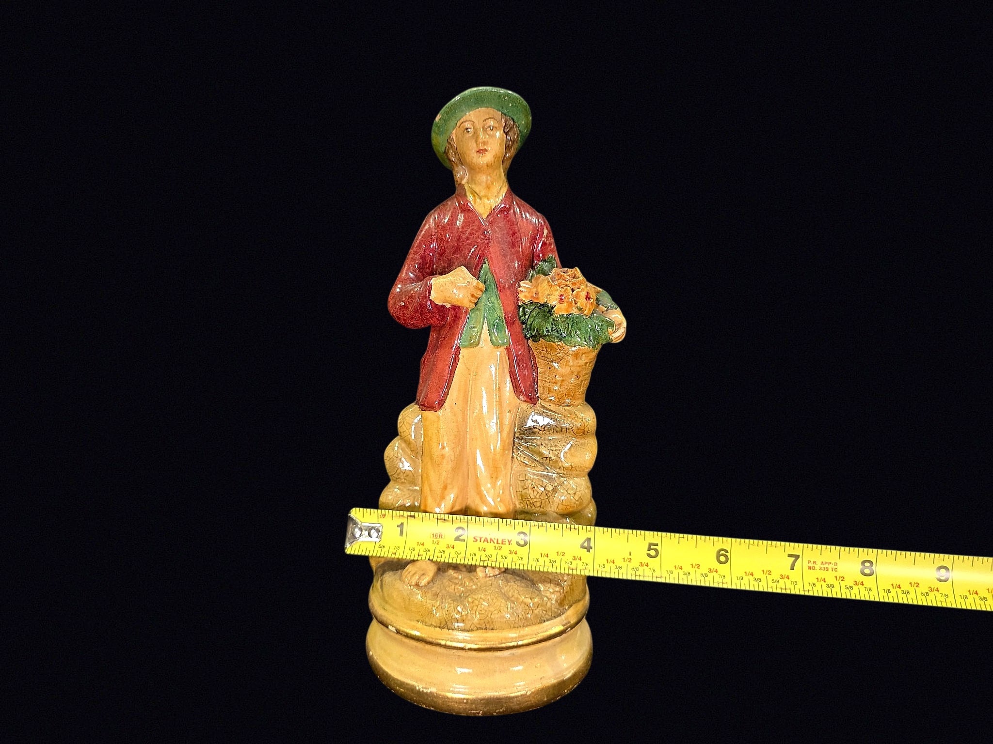 Chalkware Flower Seller Boy Figurine c1940s