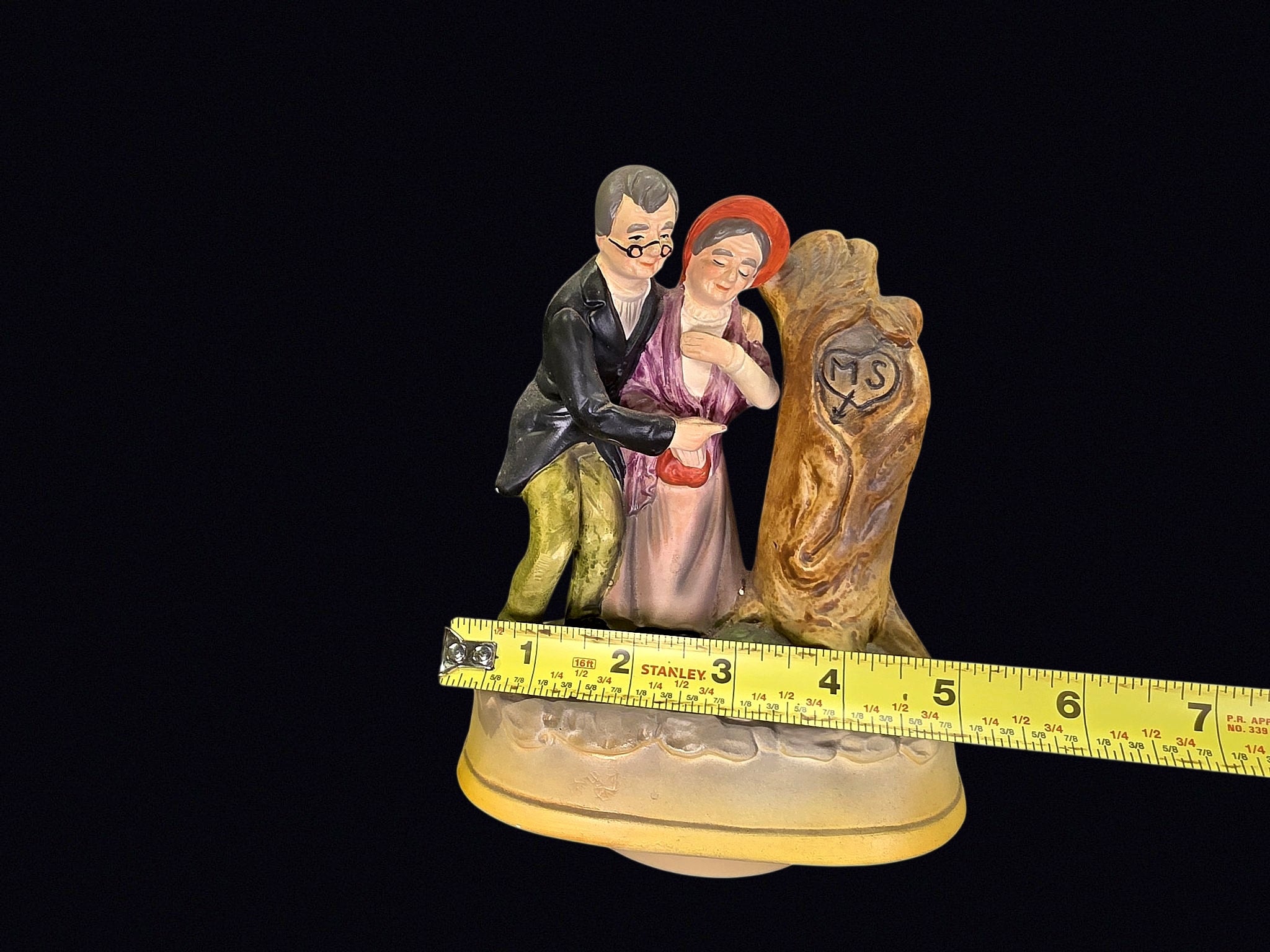 Bisque Porcelain Elderly Couple Music Box
