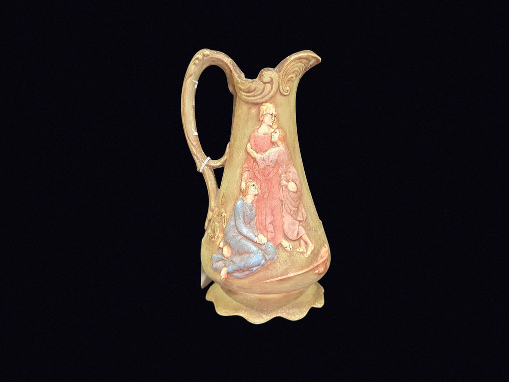 Chalkware Ewer Classical Relief Figures c1900