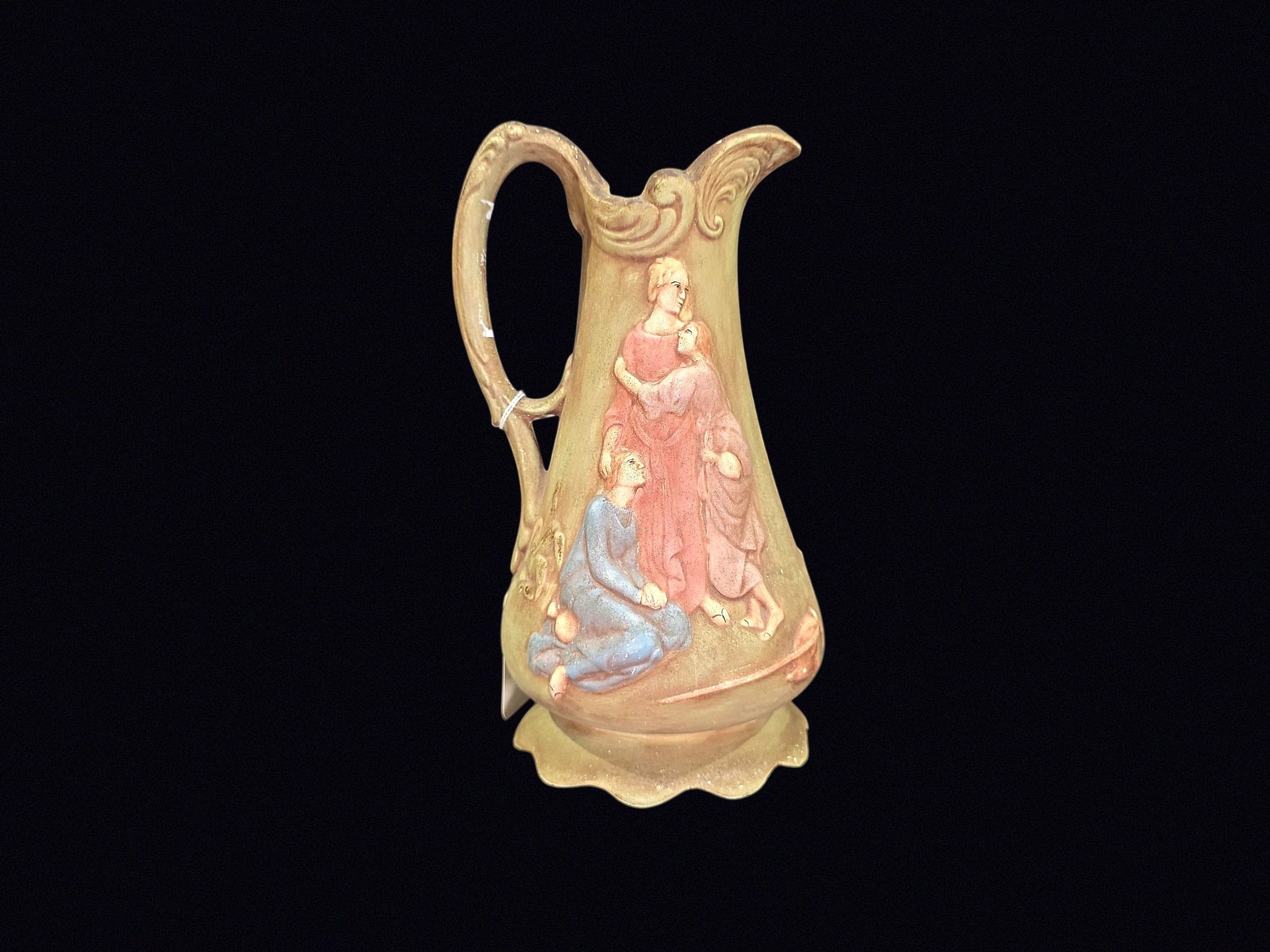 Chalkware Ewer Classical Relief Figures c1900