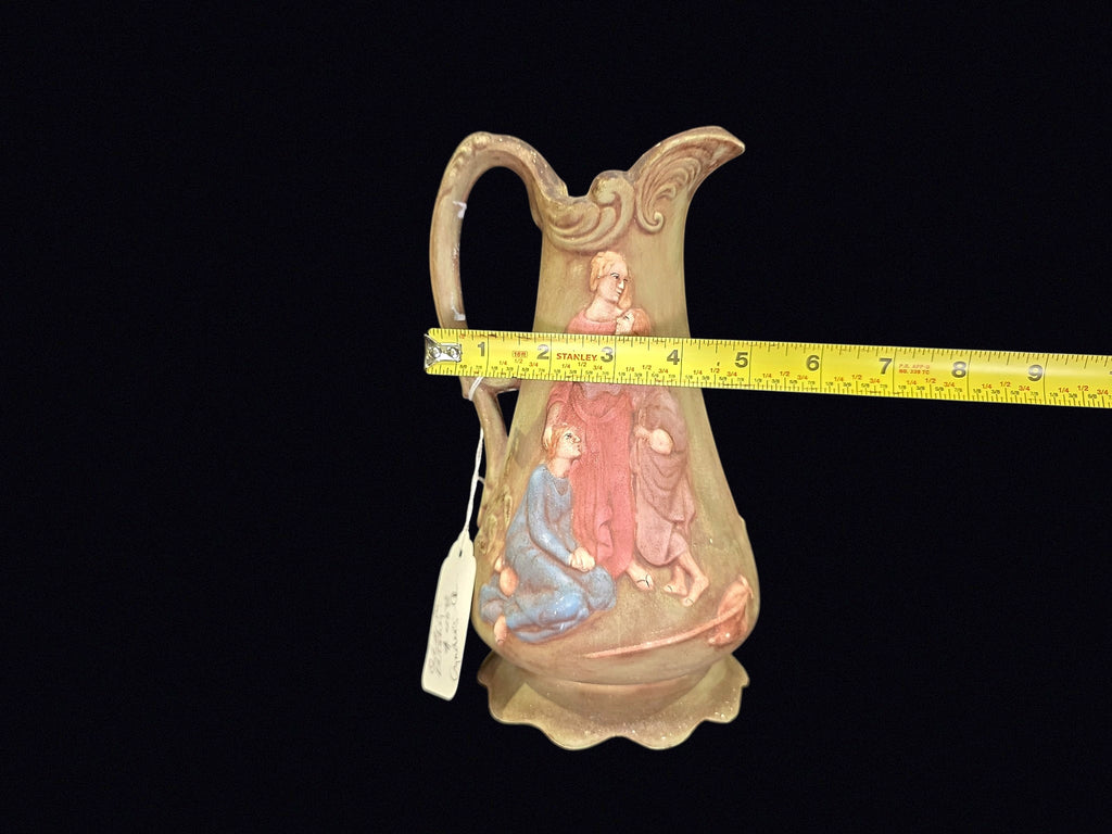 Chalkware Ewer Classical Relief Figures c1900