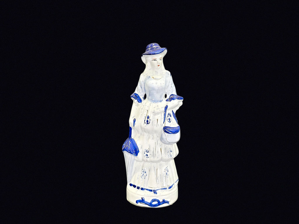 Delft Style Victorian Lady Porcelain Figurine