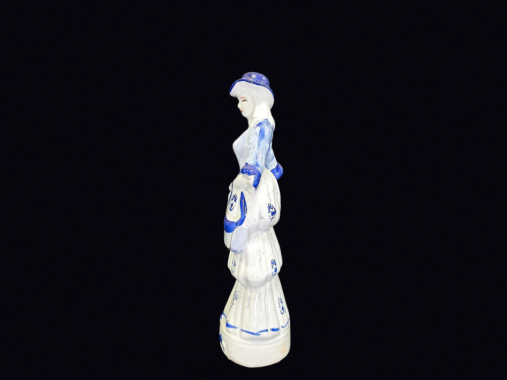 Delft Style Victorian Lady Porcelain Figurine