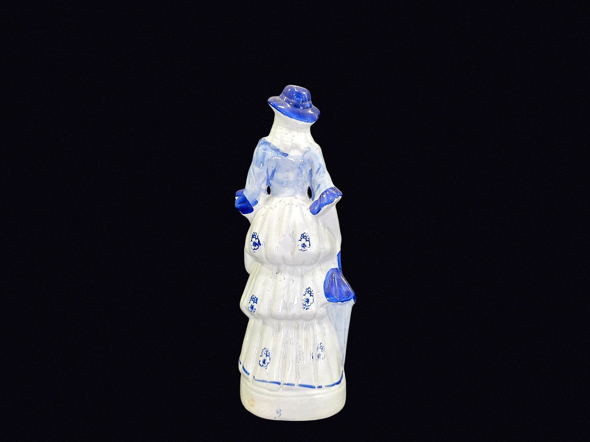 Delft Style Victorian Lady Porcelain Figurine