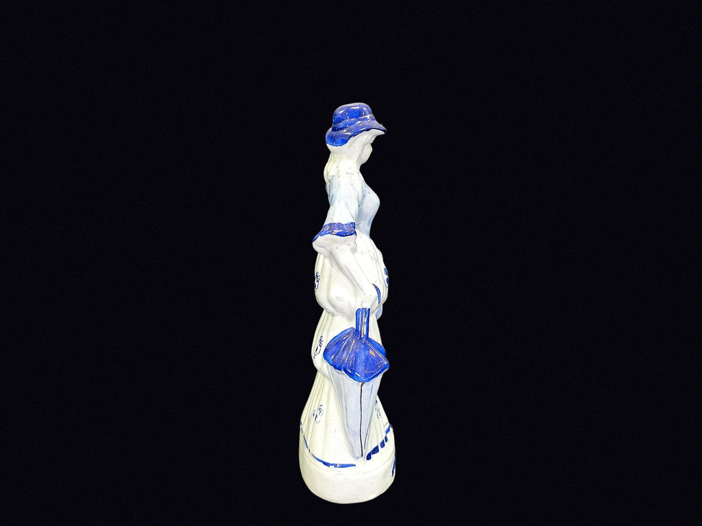 Delft Style Victorian Lady Porcelain Figurine