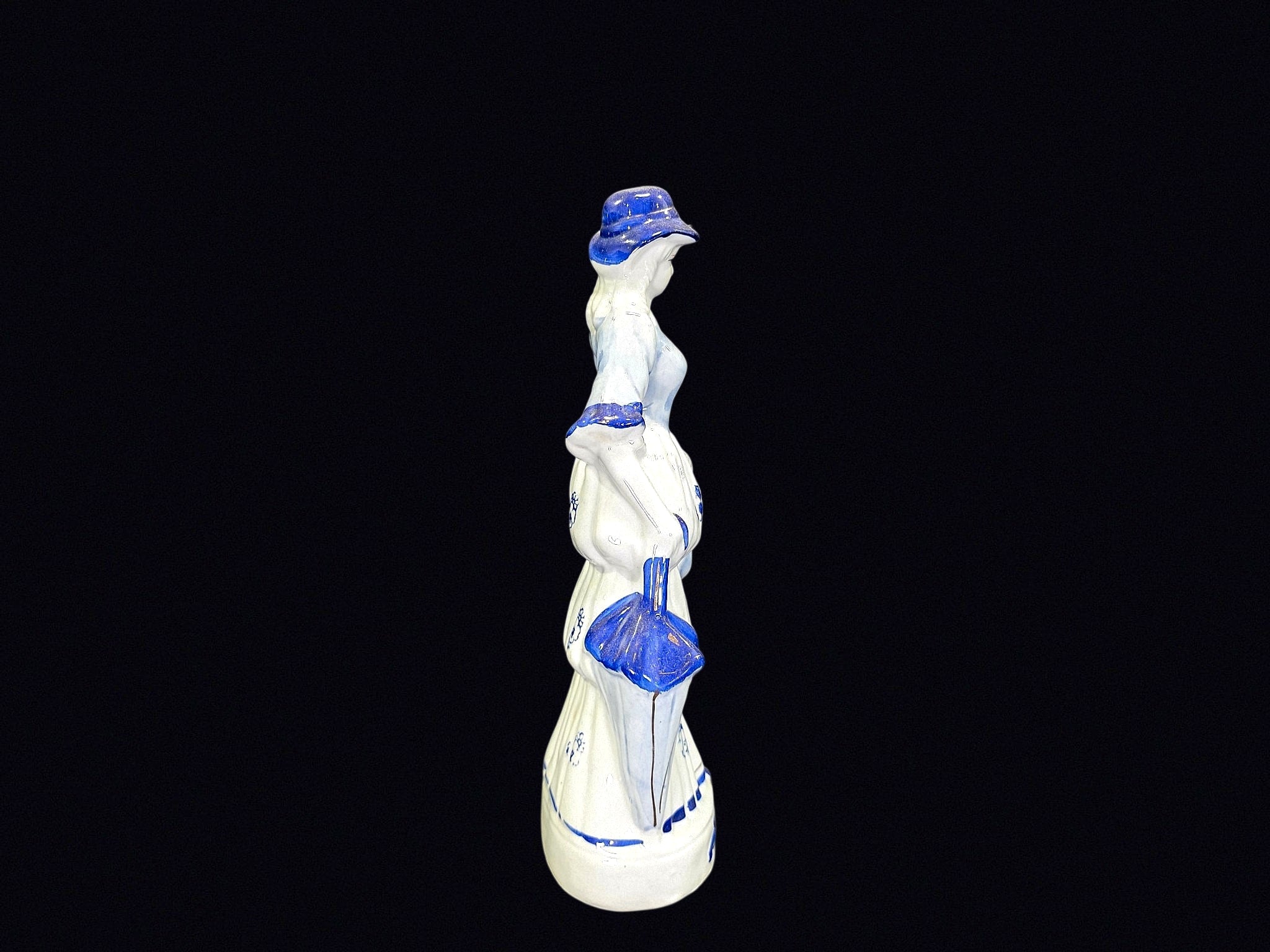 Delft Style Victorian Lady Porcelain Figurine