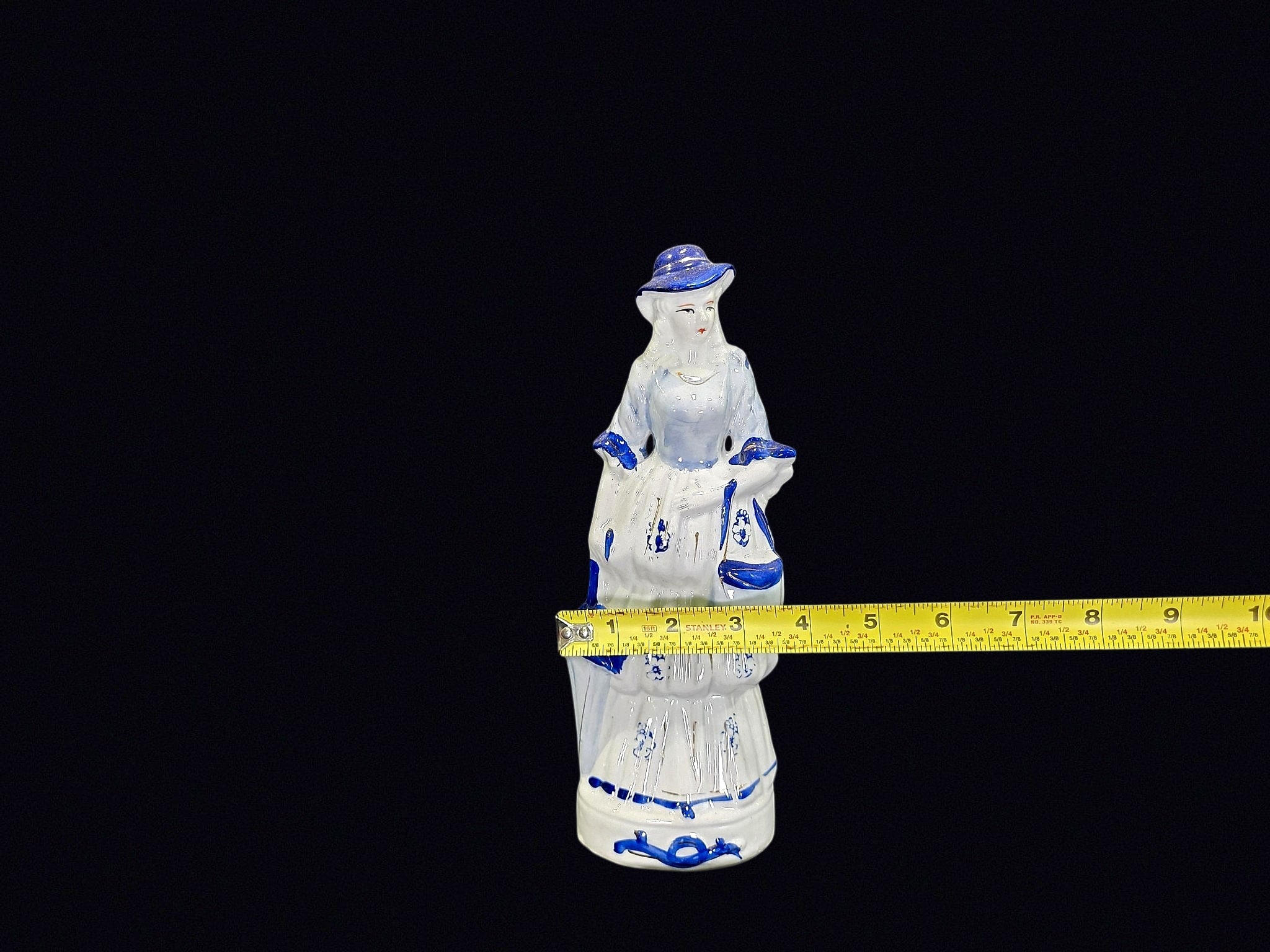Delft Style Victorian Lady Porcelain Figurine
