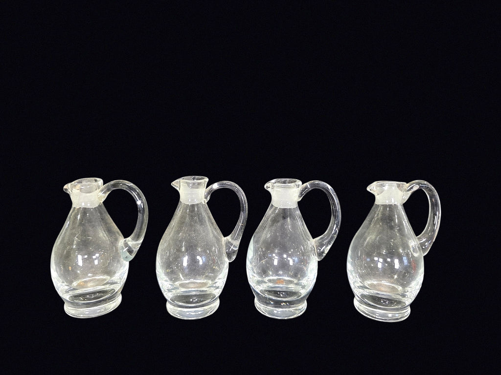Four Mid-Century Glass Cruets Applied Handles