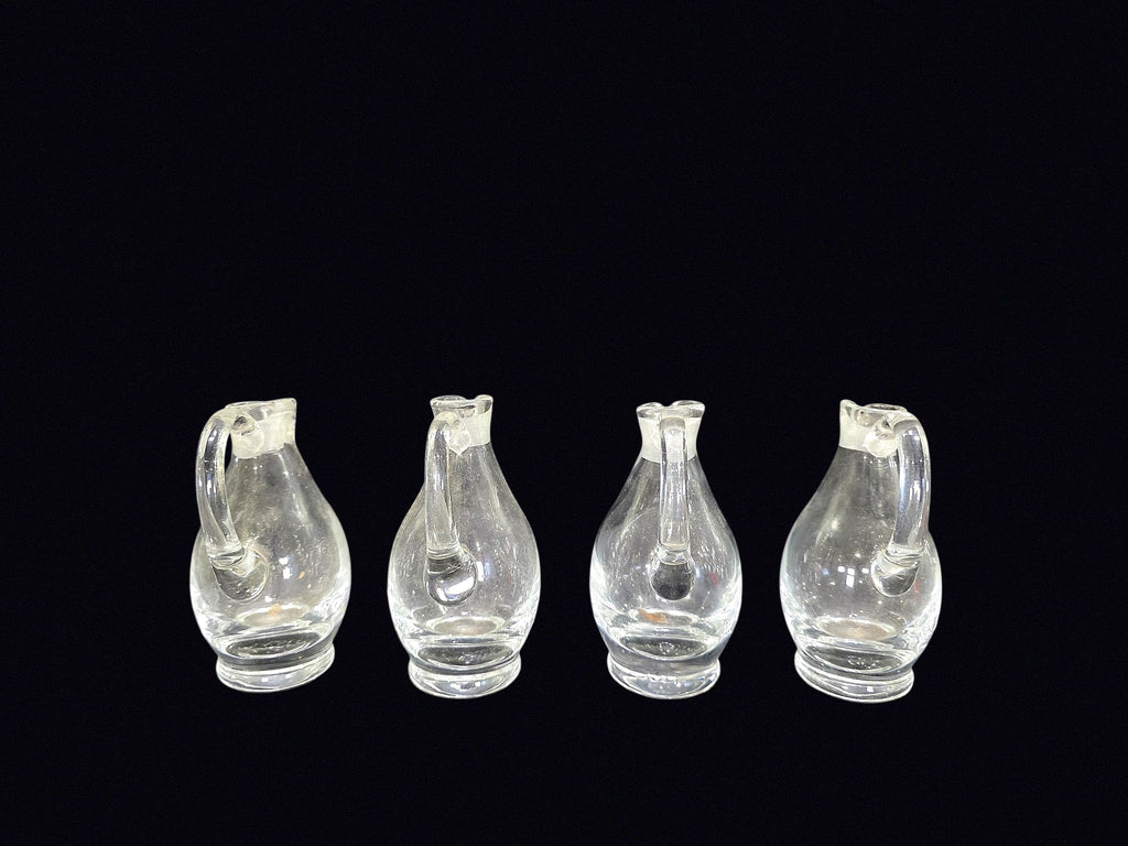 Four Mid-Century Glass Cruets Applied Handles
