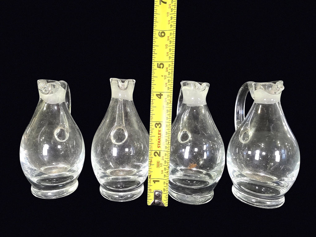 Four Mid-Century Glass Cruets Applied Handles