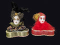 Mardi Gras Porcelain Face Trinket Boxes Pair