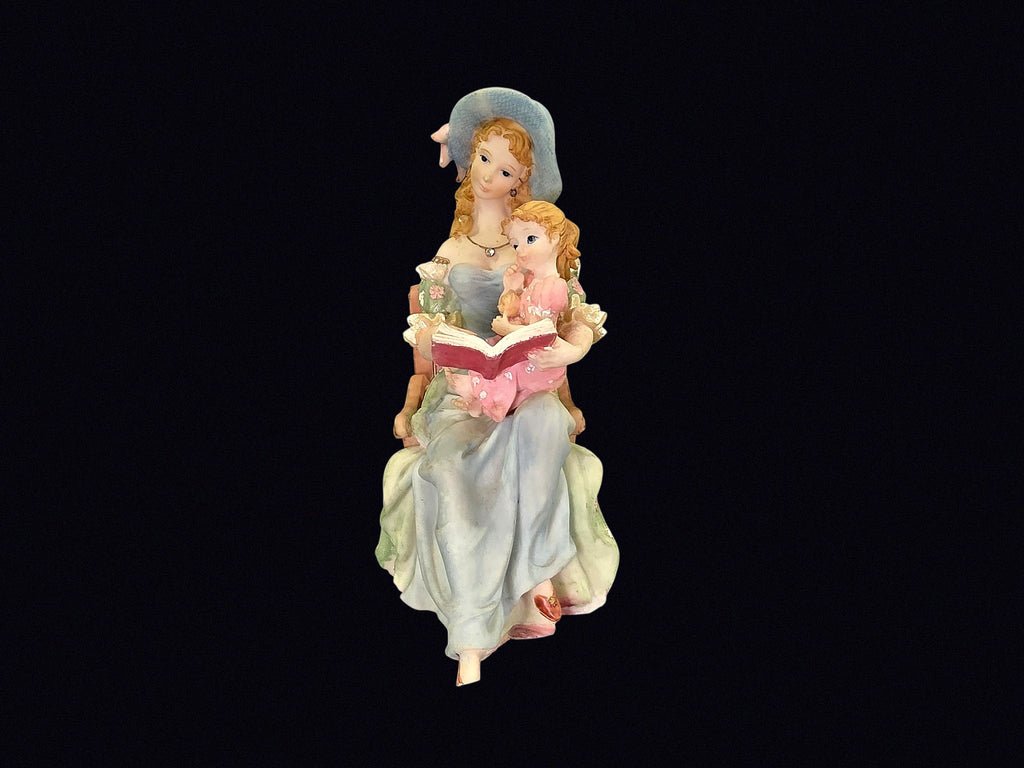 Resin Mother and Child Reading Figurine