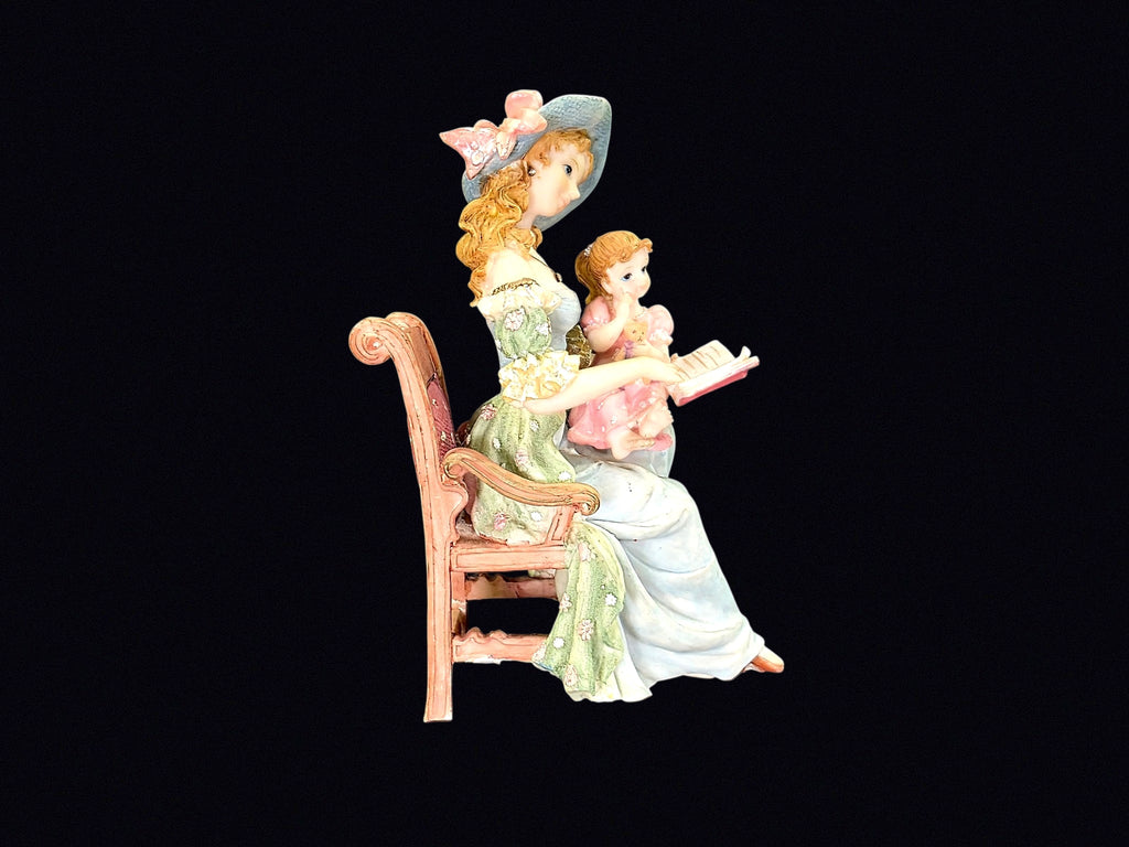 Resin Mother and Child Reading Figurine