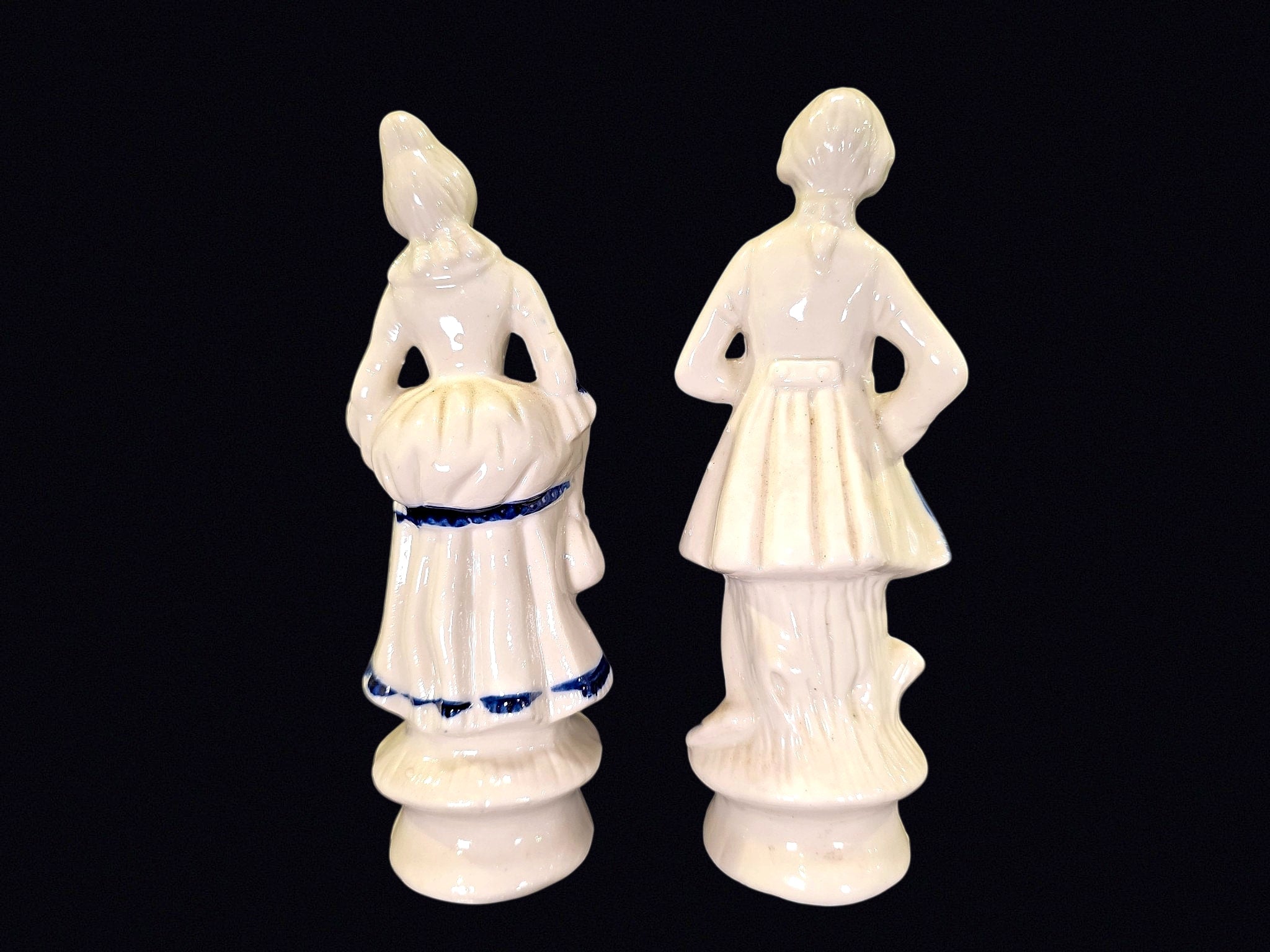 Blue White Porcelain Colonial Couple Figurines