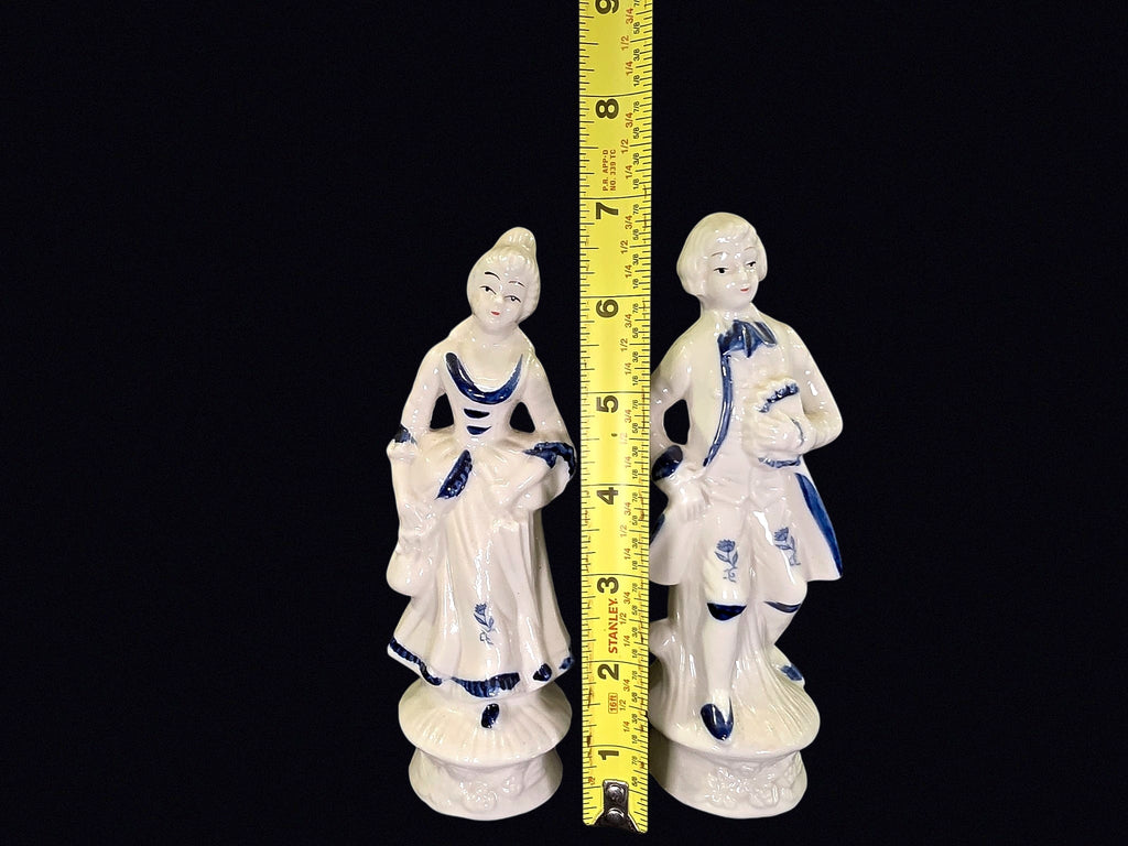 Blue White Porcelain Colonial Couple Figurines