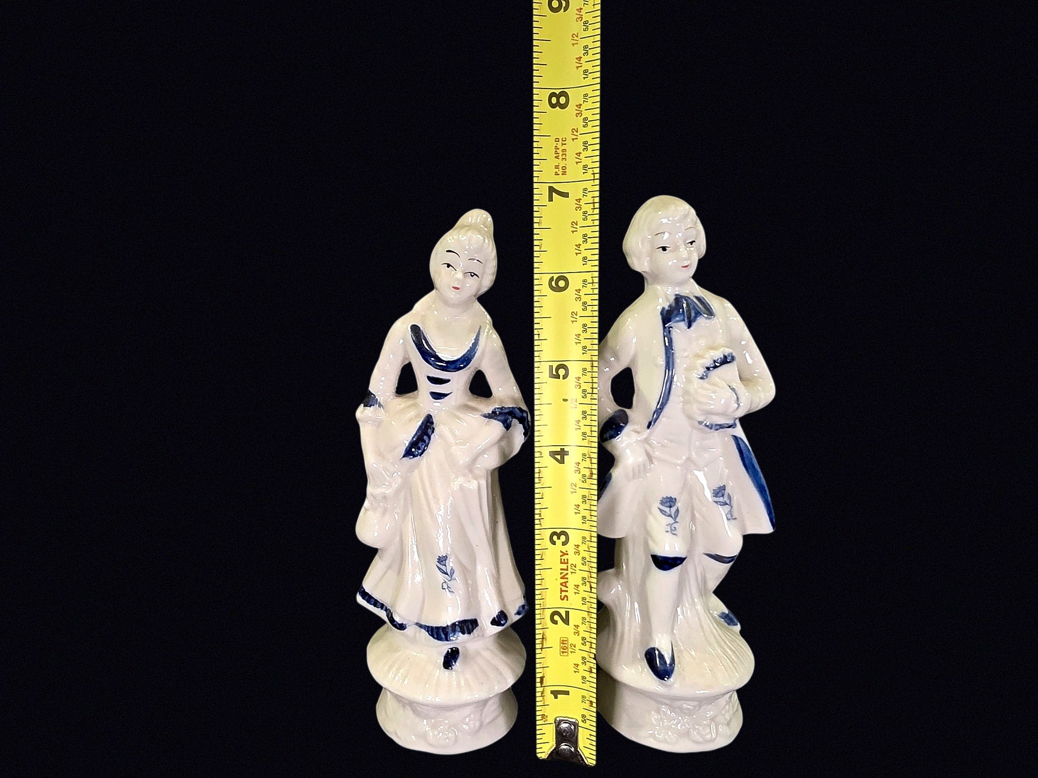 Blue White Porcelain Colonial Couple Figurines
