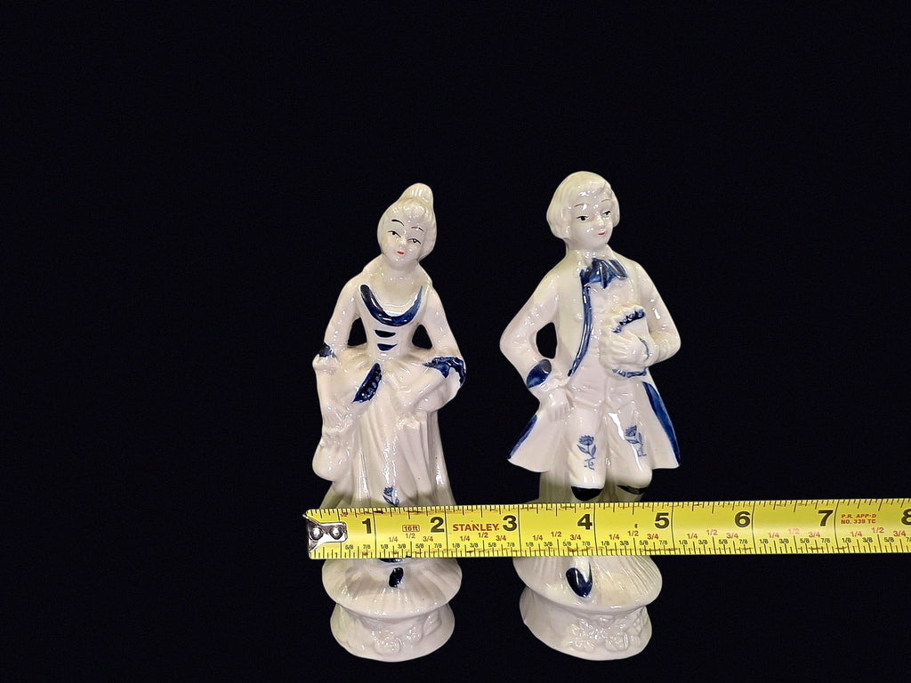 Blue White Porcelain Colonial Couple Figurines