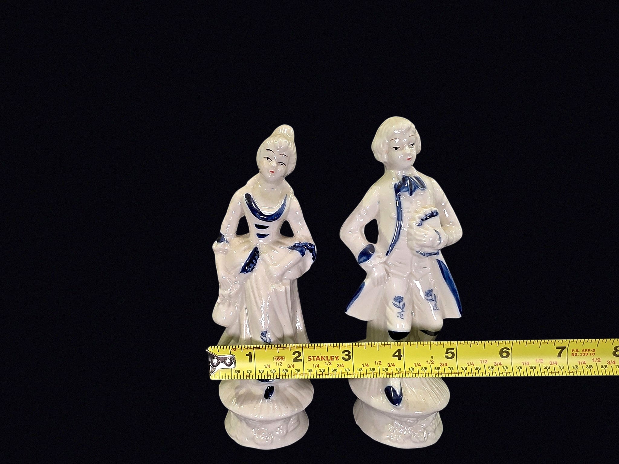 Blue White Porcelain Colonial Couple Figurines