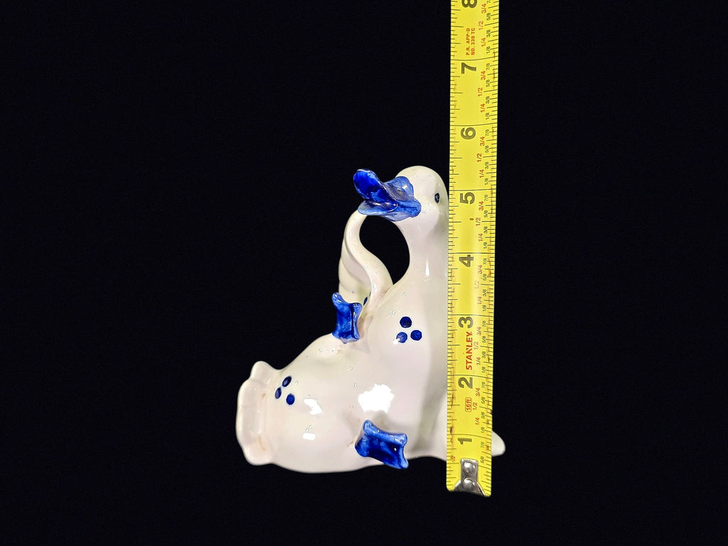 Delft Style Porcelain Goose Pair Figurine
