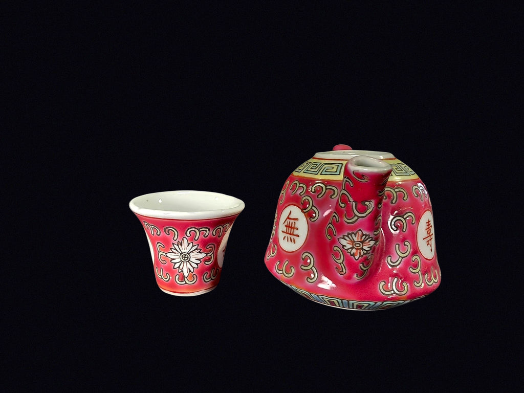 Jingdezhen Mun Shou Famille Rose Teapot Cup