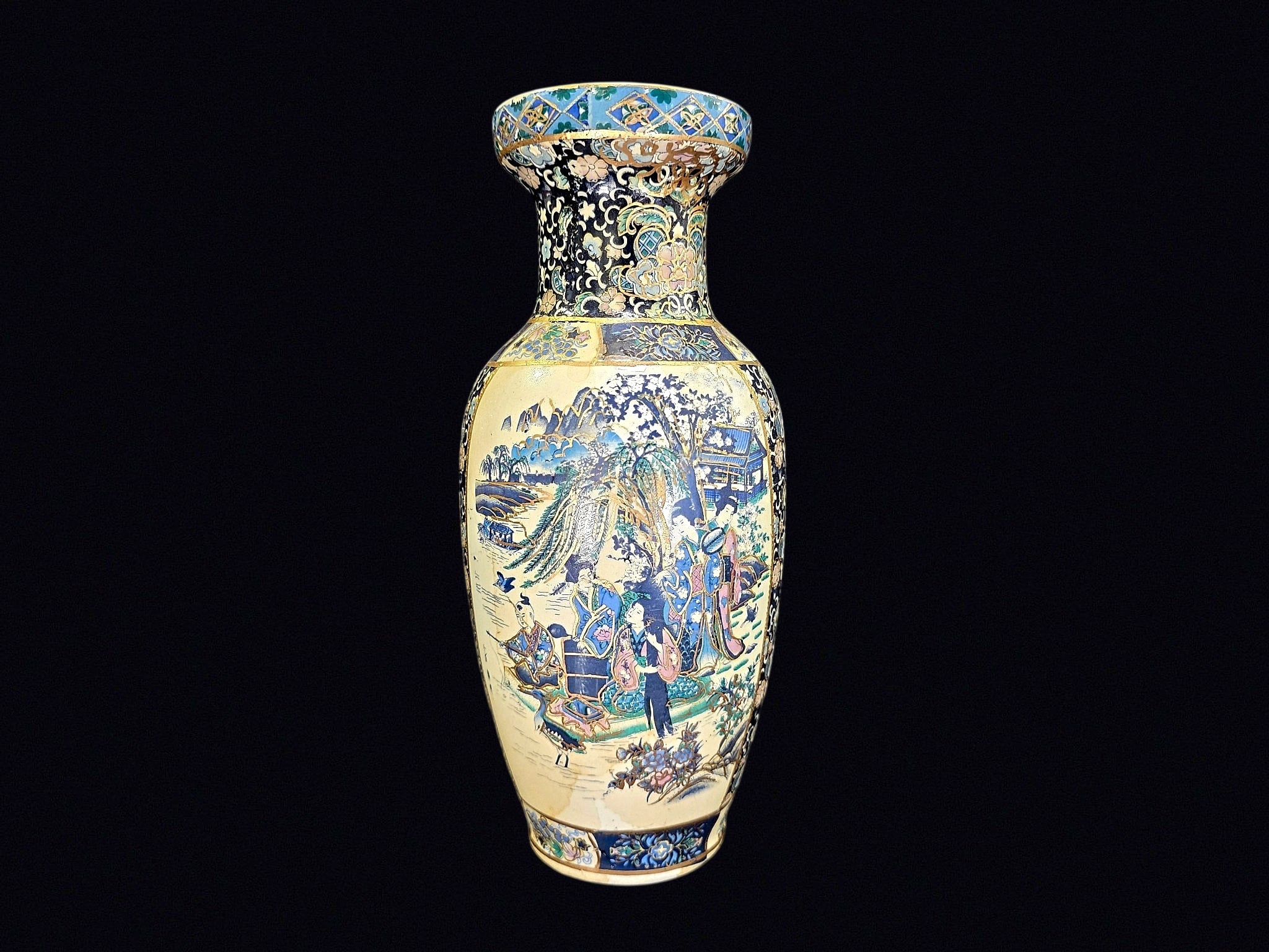 Chinese Satsuma Style Porcelain Baluster Vase