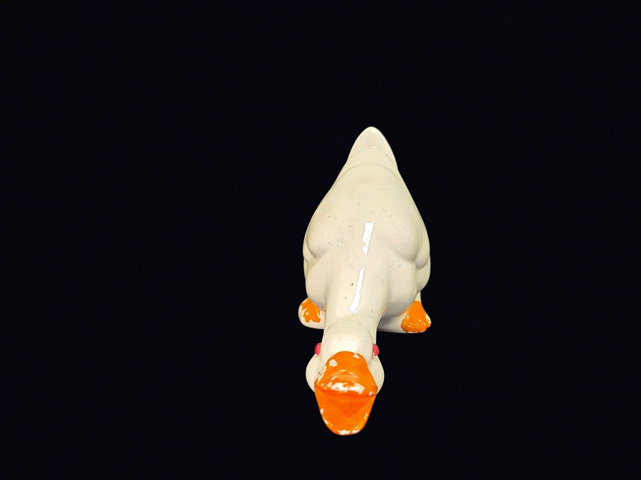 Porcelain Goose Figurine Grazing Pose 11in