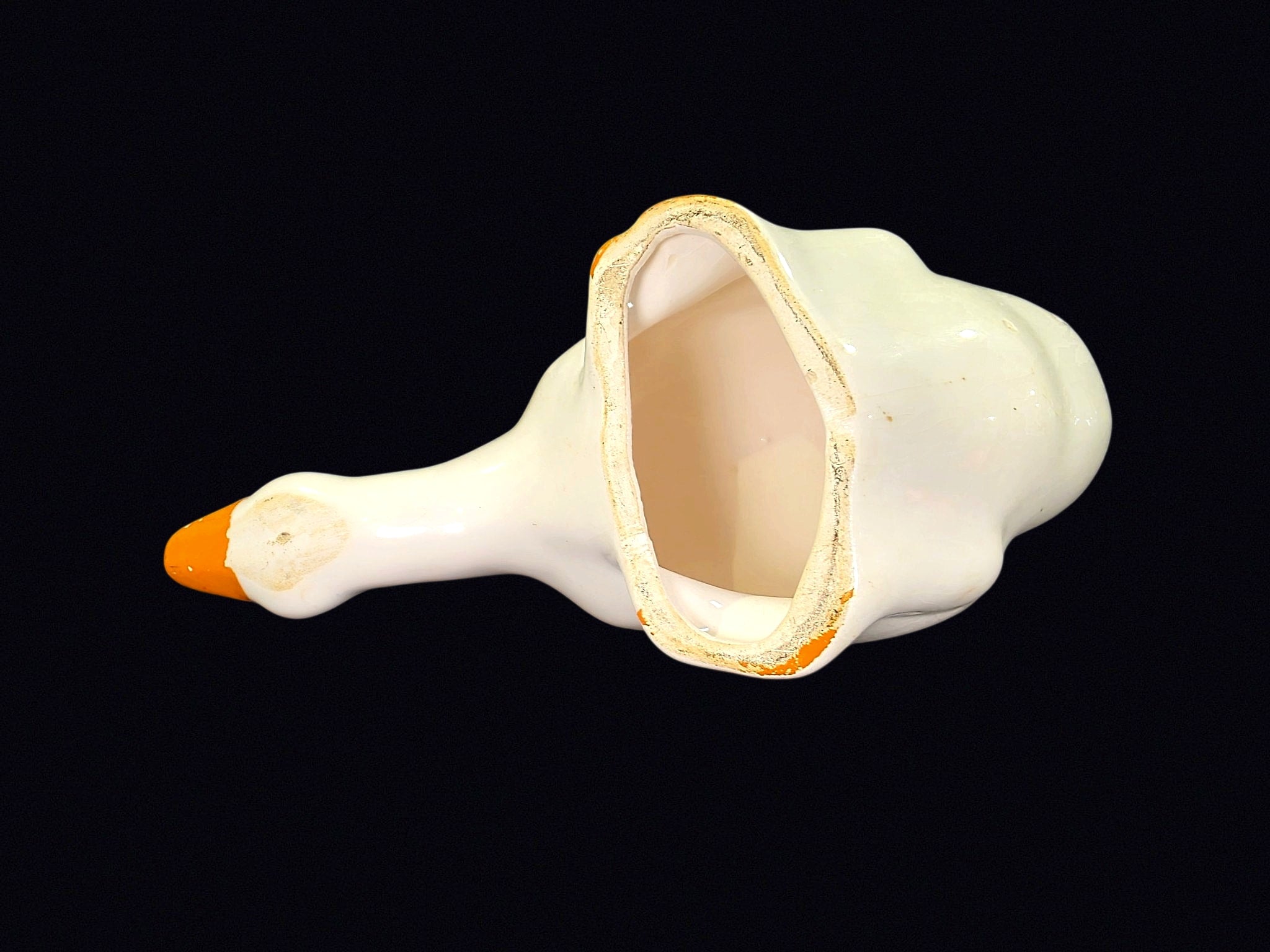 Porcelain Goose Figurine Grazing Pose 11in